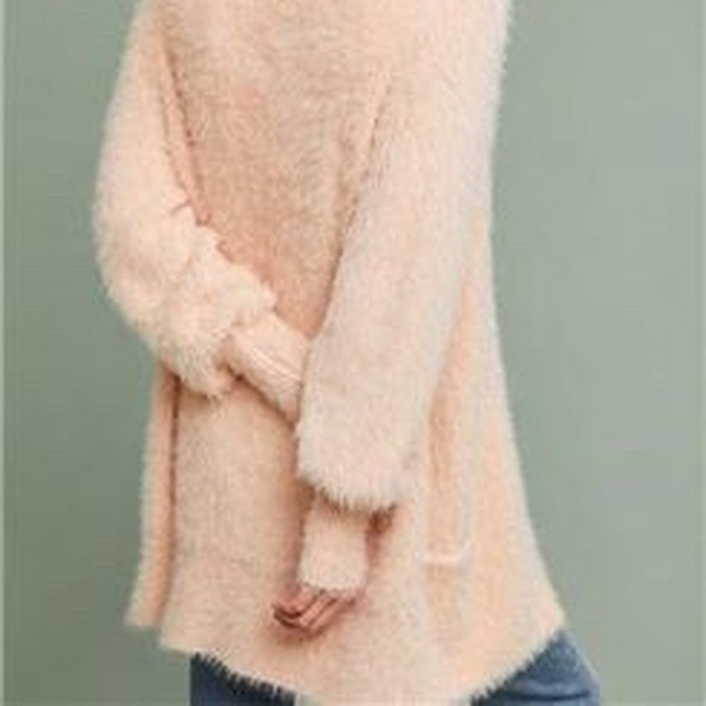 Cozy light pink fuzzy Anthropologie sweater